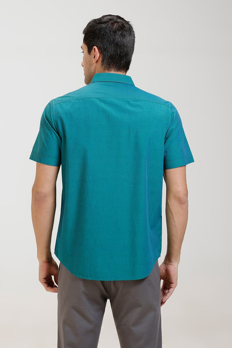 SLIM FIT COTTON FIL-A-FIL HALFSLEEVES SHIRT