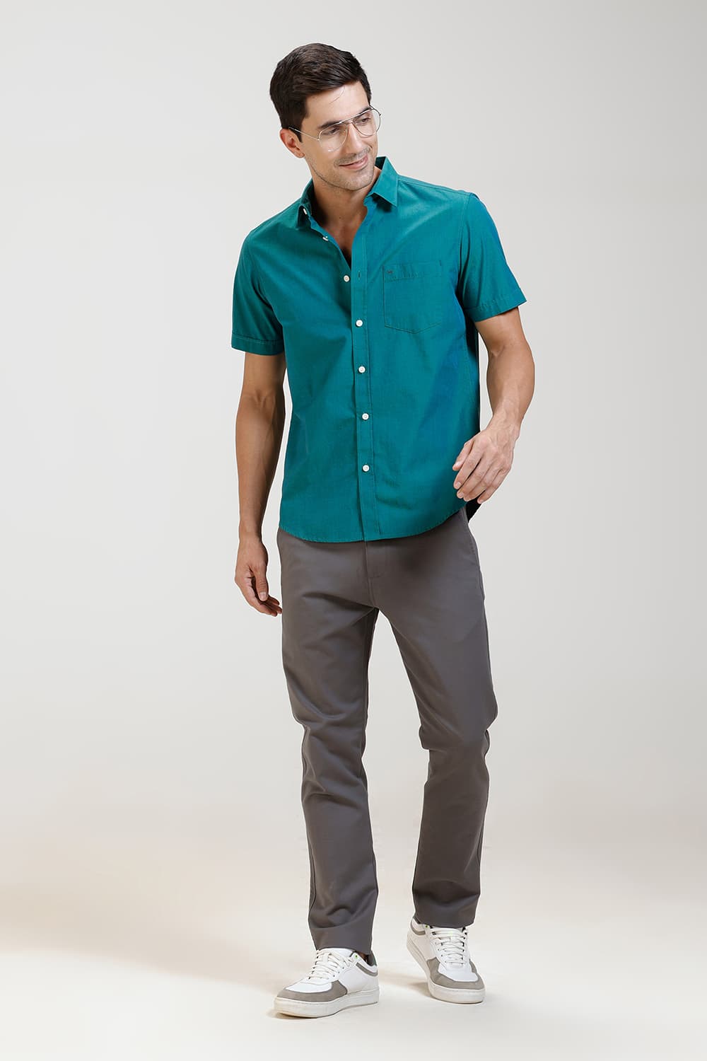 SLIM FIT COTTON FIL-A-FIL HALFSLEEVES SHIRT