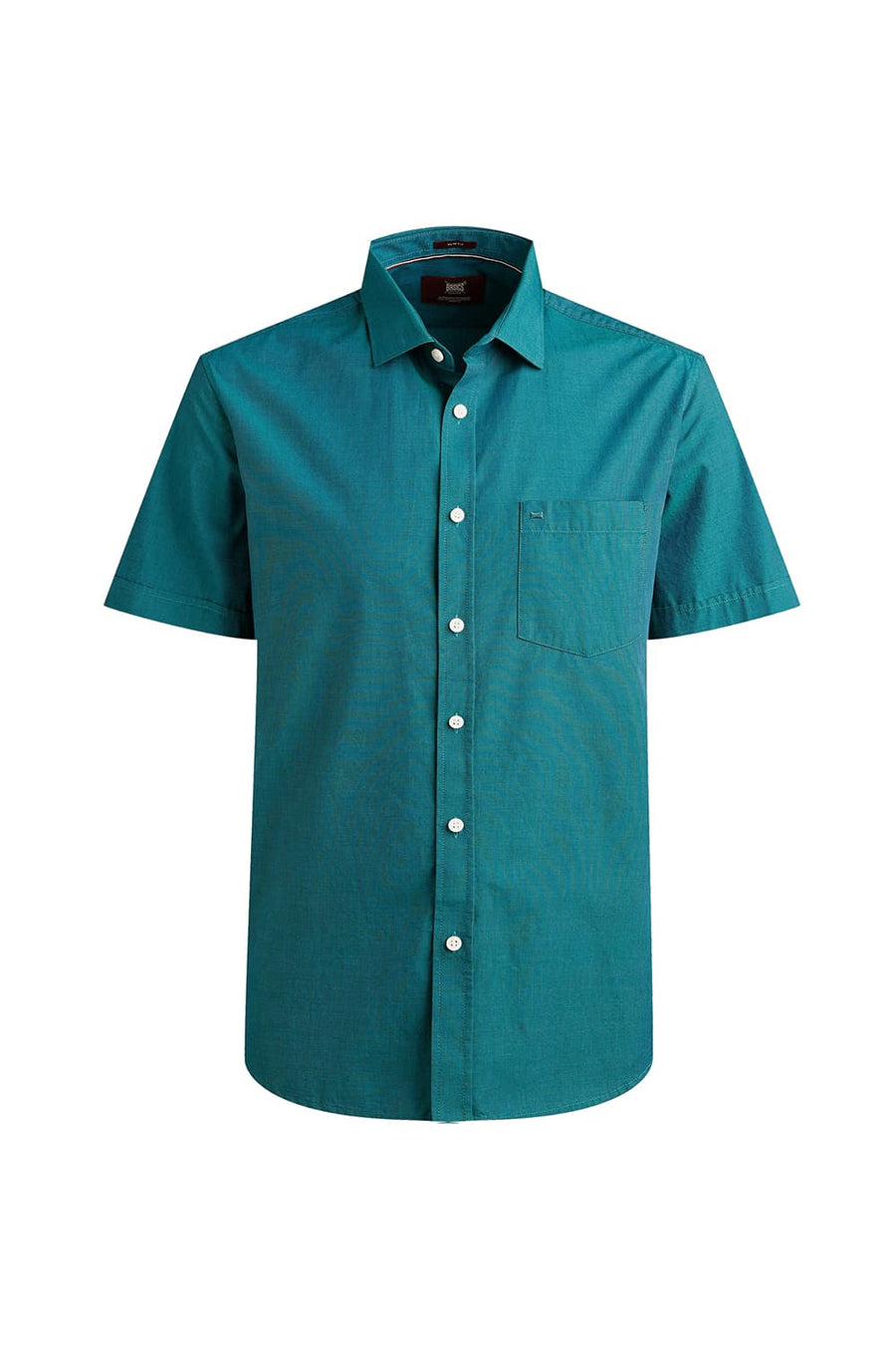 BASICS SLIM FIT TEAL GREEN COTTON FIL-A-FIL HALFSLEEVES SHIRT