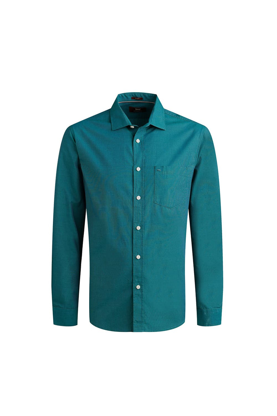 BASICS SLIM FIT TEAL GREEN COTTON FIL-A-FIL SHIRT