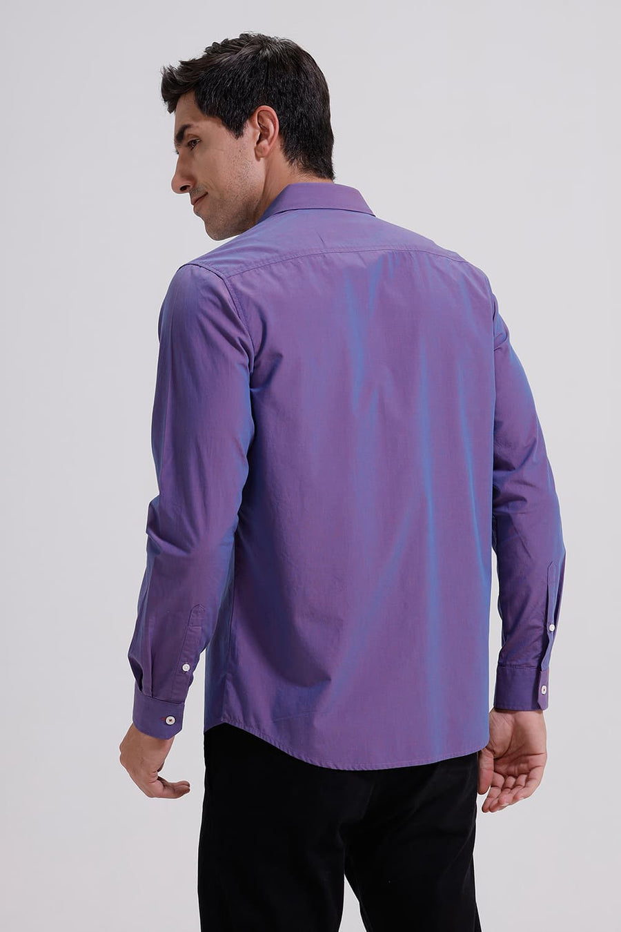BASICS SLIM FIT VIOLET BLUE COTTON FIL-A-FIL SHIRT