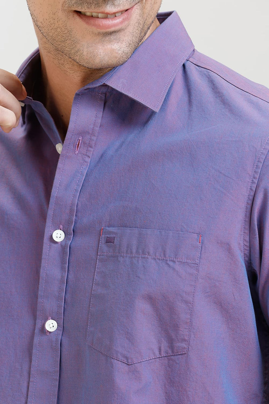 BASICS SLIM FIT VIOLET BLUE COTTON FIL-A-FIL HALFSLEEVES SHIRT