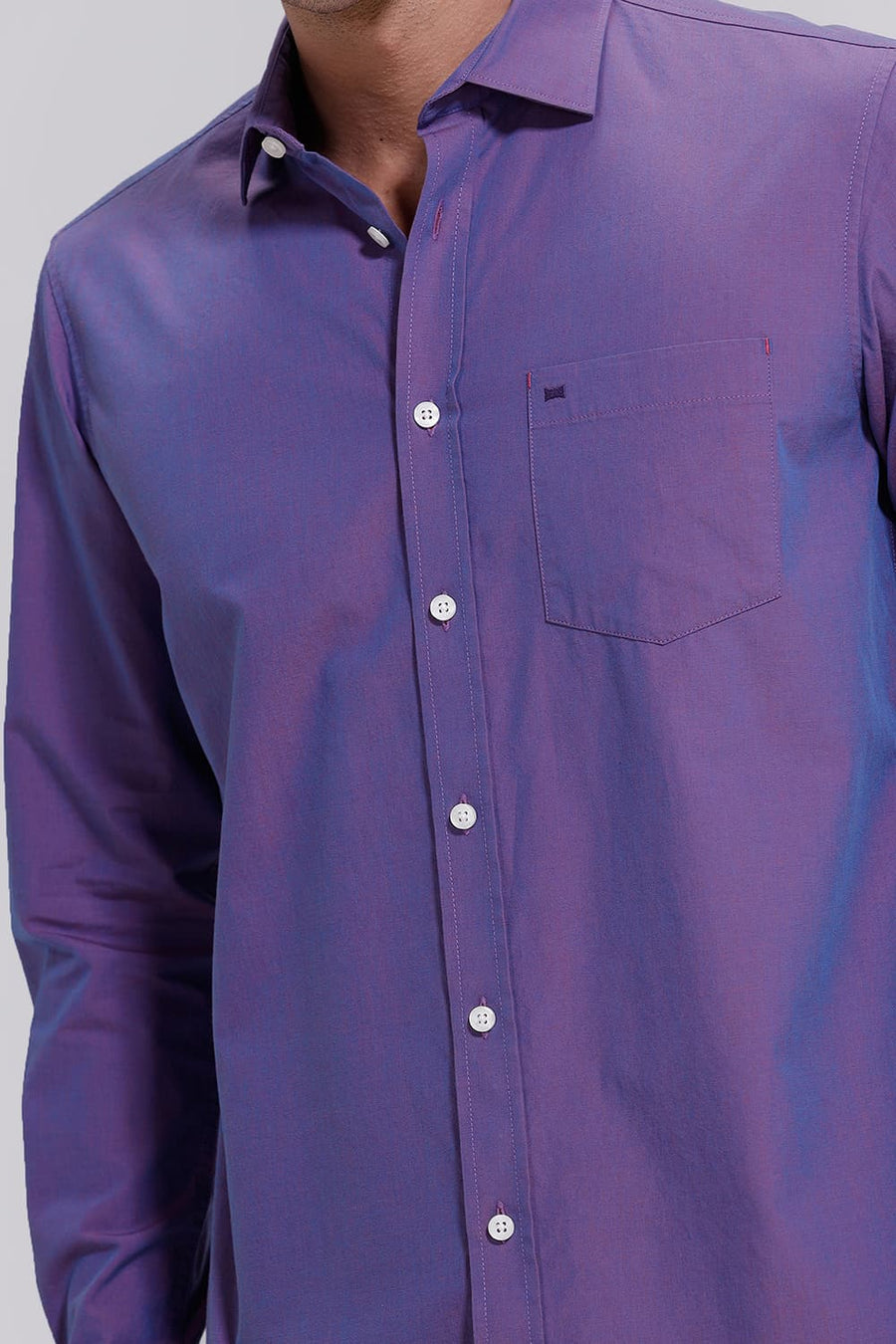 BASICS SLIM FIT VIOLET BLUE COTTON FIL-A-FIL SHIRT