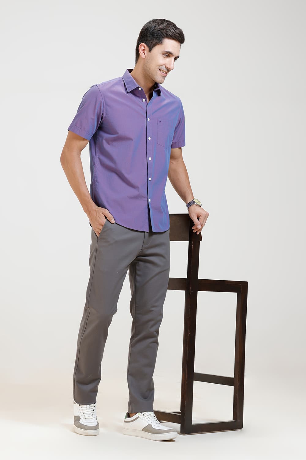 SLIM FIT COTTON FIL-A-FIL HALFSLEEVES SHIRT