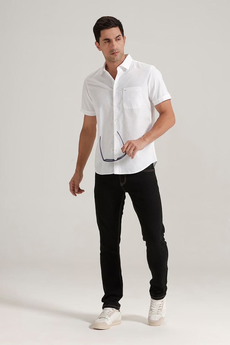 SLIM FIT BROKEN TWILL HALFSLEEVES SHIRT