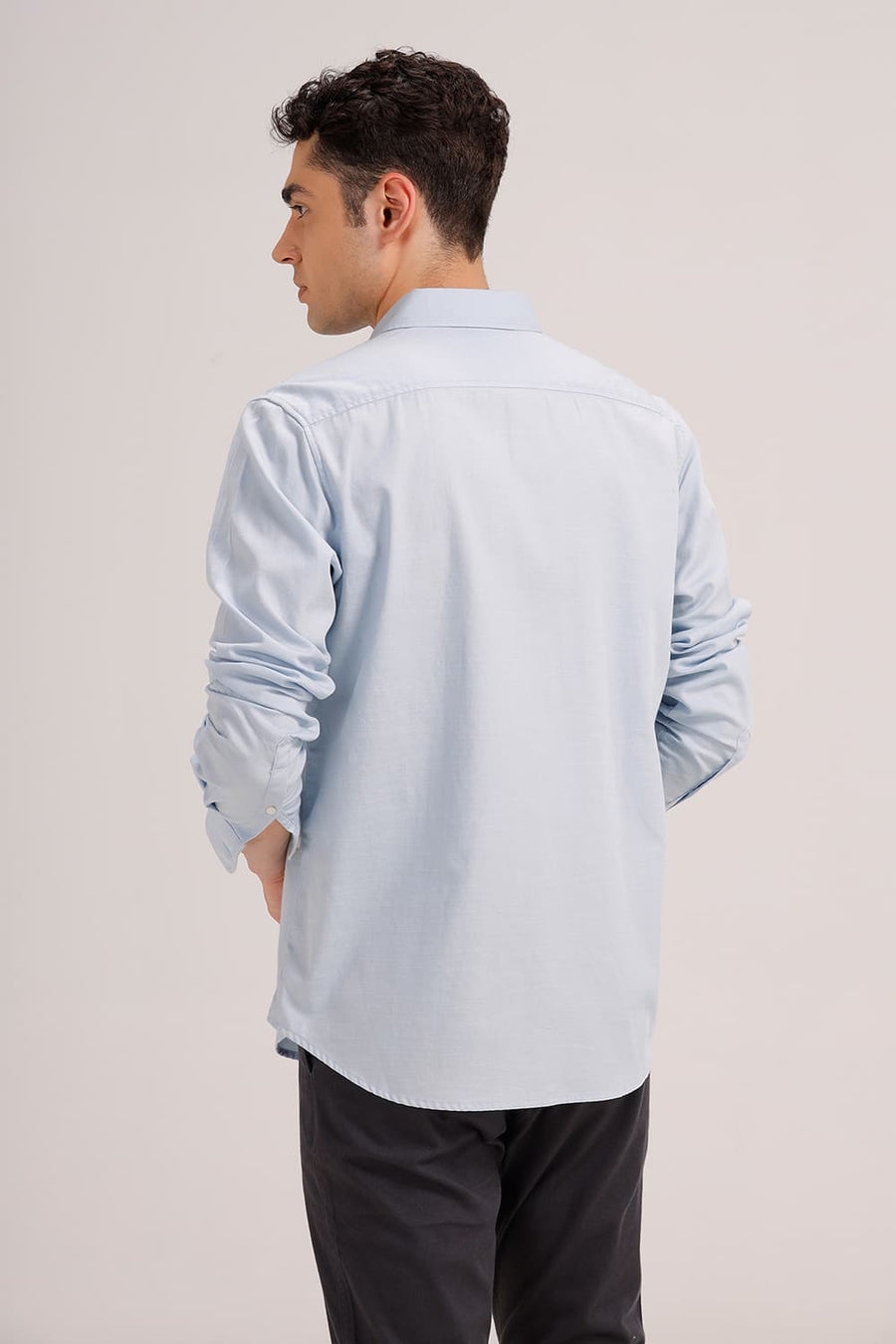 BASICS SLIM FIT BLUE FOG BROKEN TWILL SHIRT