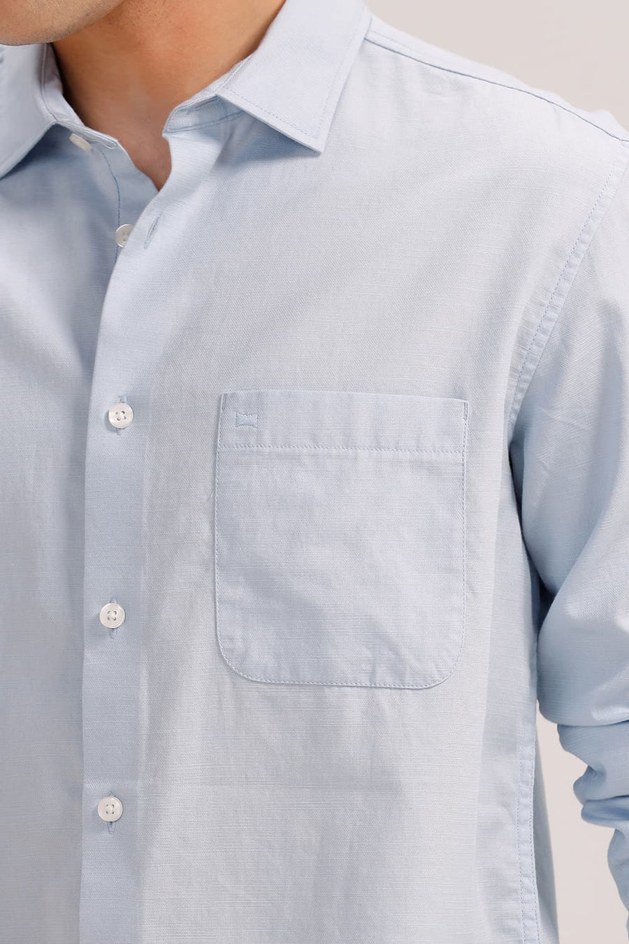 BASICS SLIM FIT BLUE FOG BROKEN TWILL SHIRT