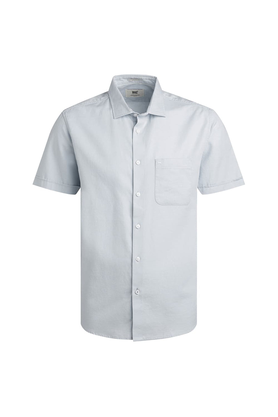 BASICS SLIM FIT BLUE FOG BROKEN TWILL HALFSLEEVES SHIRT