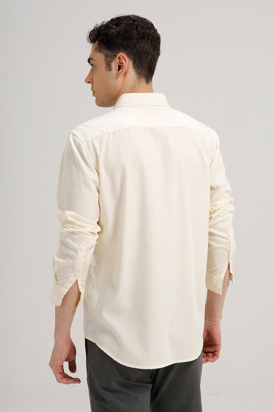 BASICS SLIM FIT WINTER WHITE BROKEN TWILL SHIRT