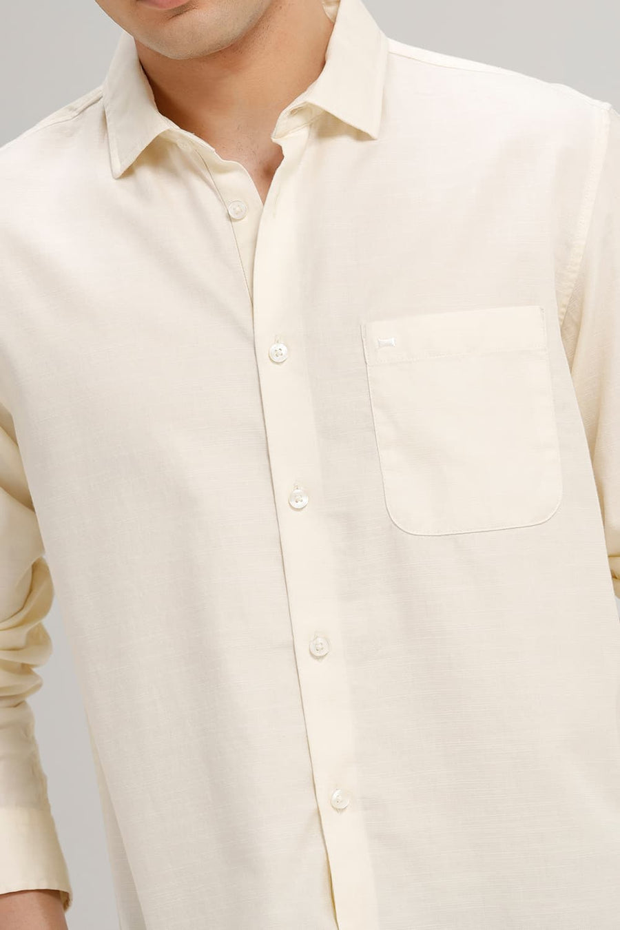 BASICS SLIM FIT WINTER WHITE BROKEN TWILL SHIRT