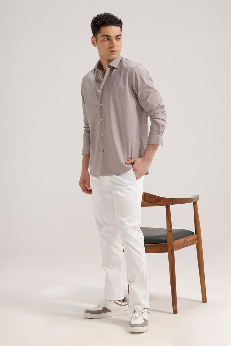 SLIM FIT COTTON DOBBY STRIPE SHIRT