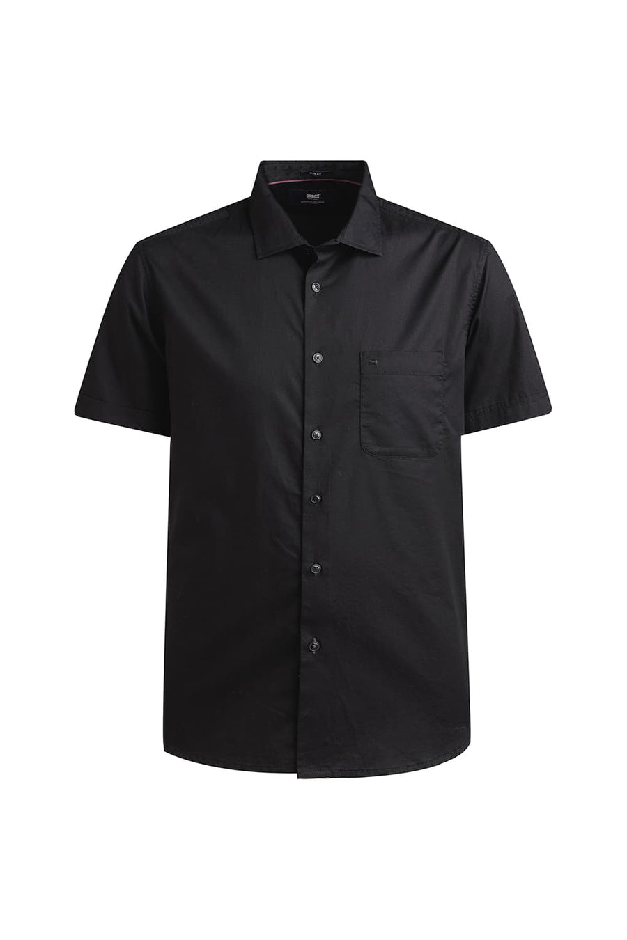 BASICS SLIM FIT BLACK RAVEN COTTON TWILL HALFSLEEVES SHIRT