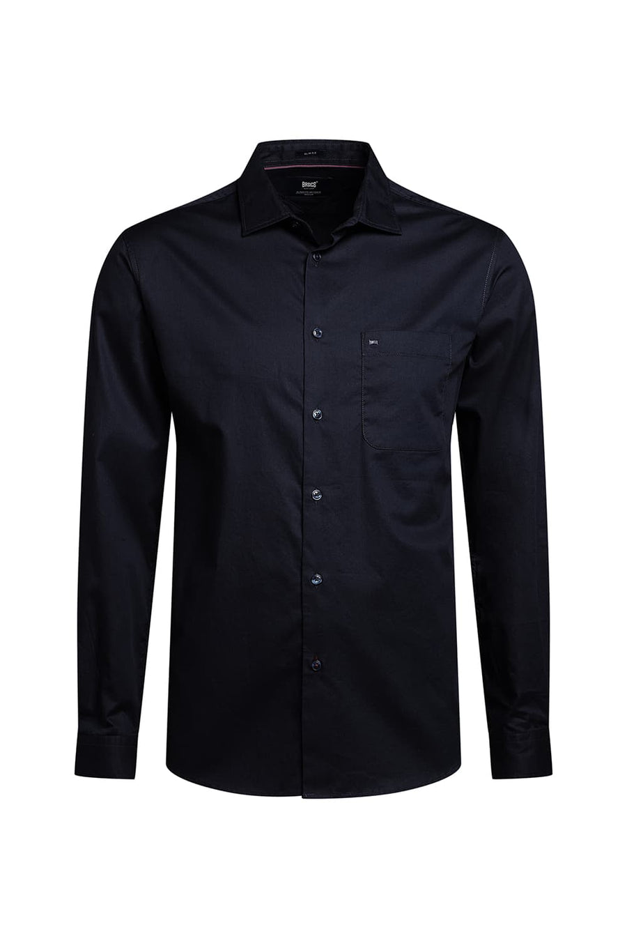 BASICS SLIM FIT SPACE NAVY COTTON TWILL SHIRT