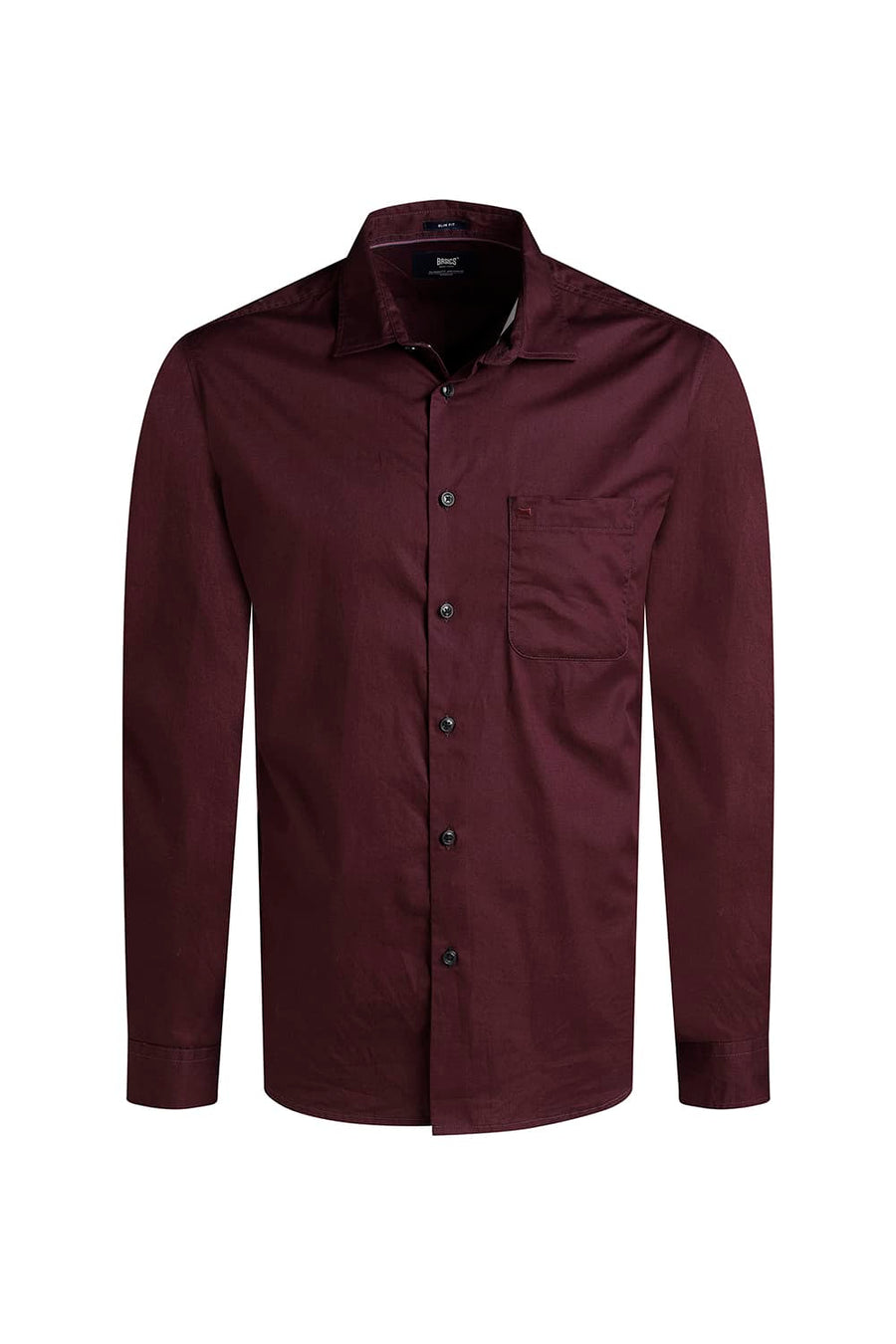 BASICS SLIM FIT FIG WINE COTTON TWILL SHIRT