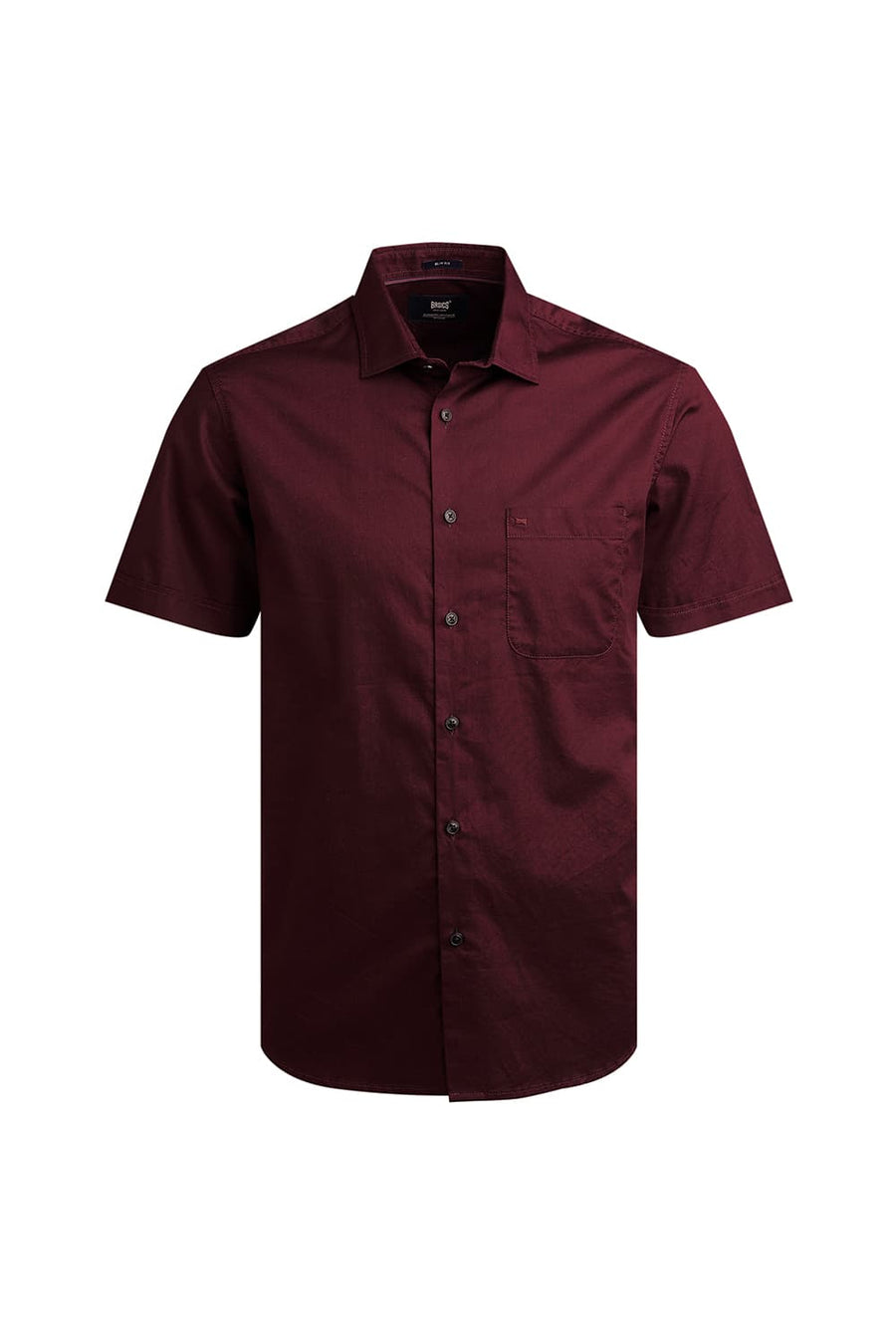 BASICS SLIM FIT FIG WINE COTTON TWILL HALFSLEEVES SHIRT