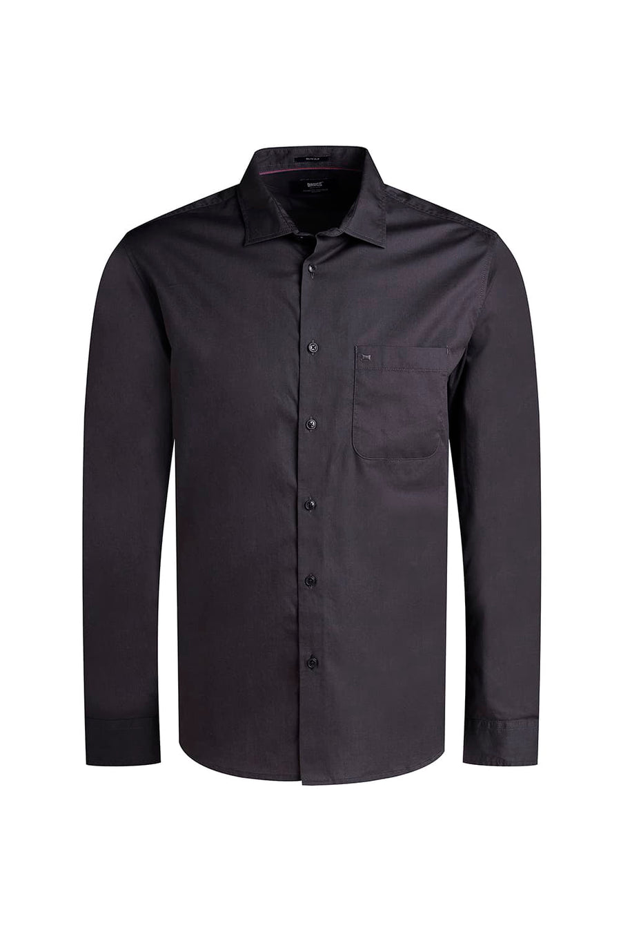 BASICS SLIM FIT CARBON GREY COTTON TWILL SHIRT