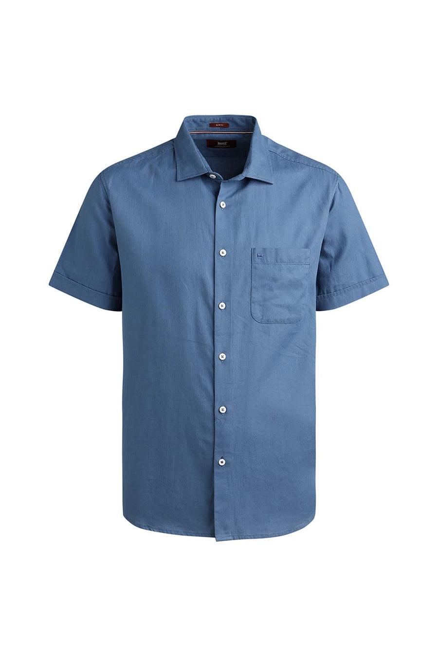 BASICS SLIM FIT SAILOR BLUE COTTON BIRDS EYE DOBBY HALFSLEEVES SHIRT