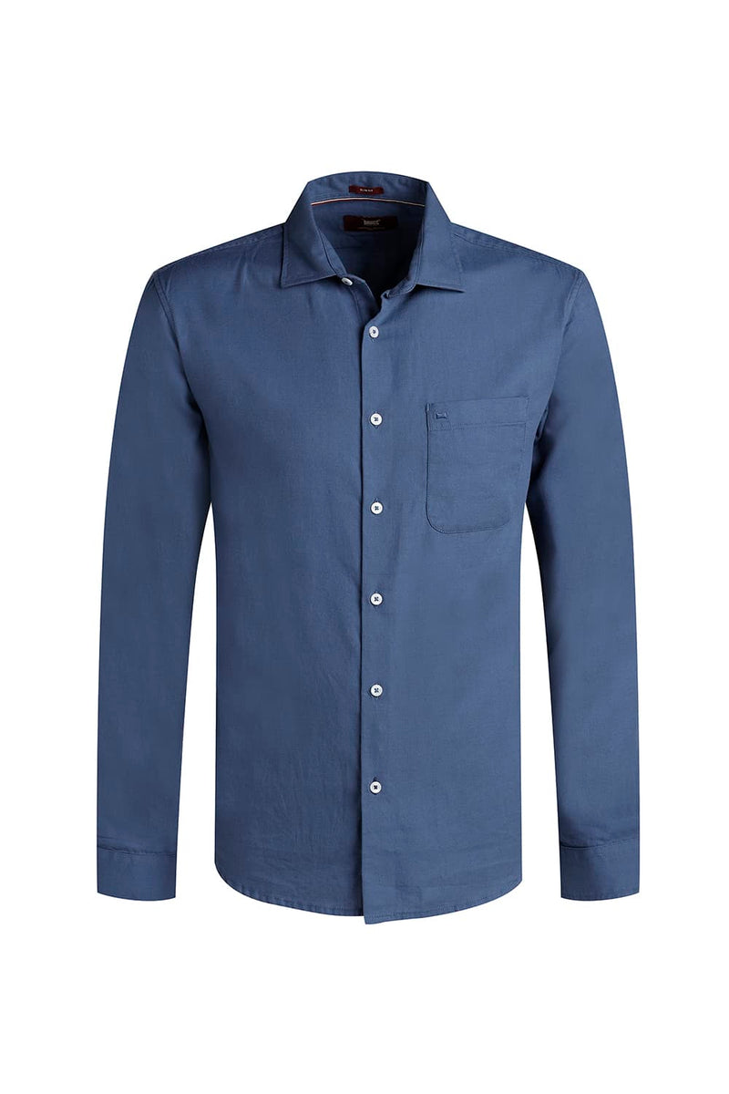 SLIM FIT COTTON BIRDS EYE DOBBY SHIRT