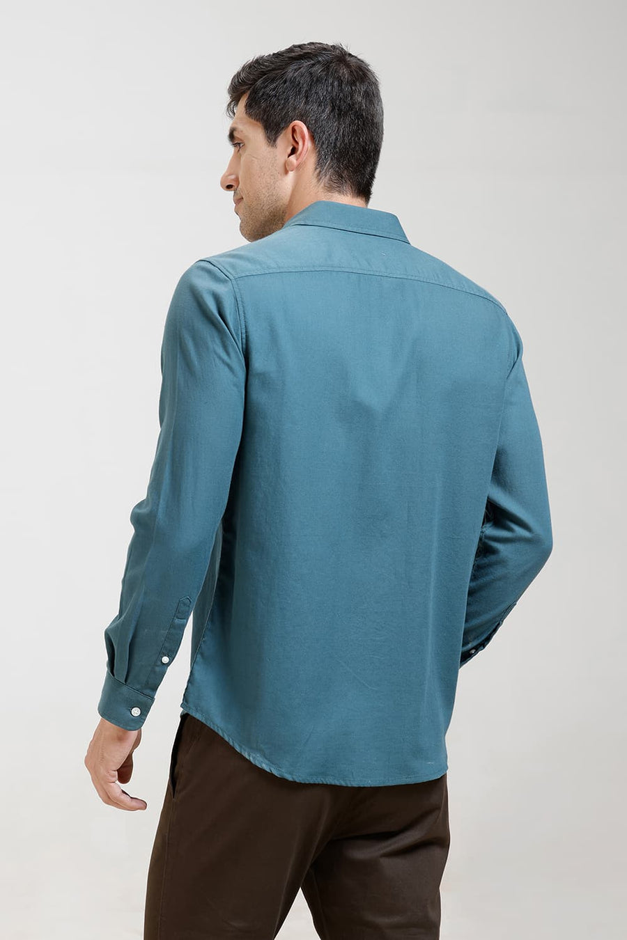 BASICS SLIM FIT DRAGON FLY GREEN COTTON BIRDS EYE DOBBY SHIRT
