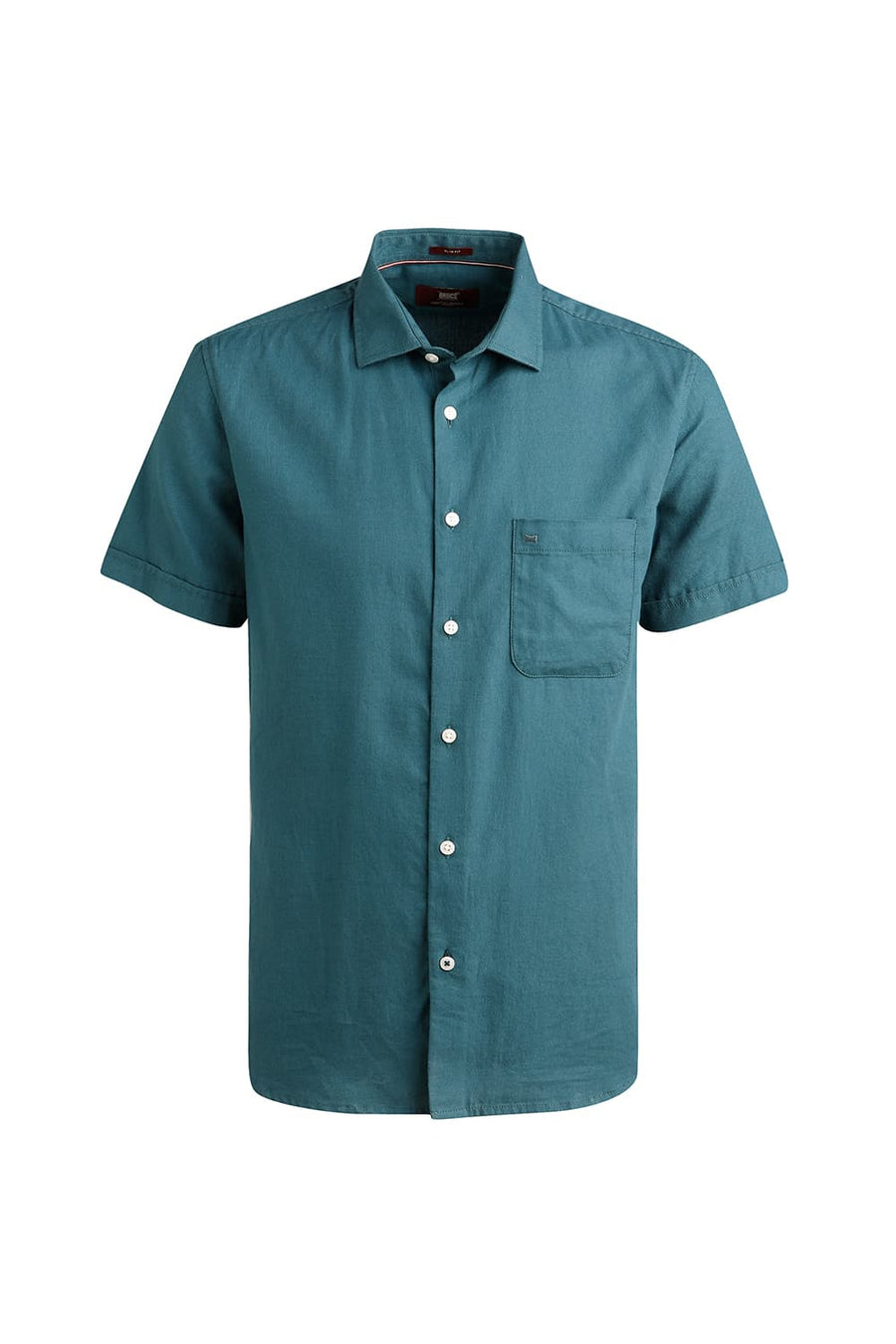 BASICS SLIM FIT DRAGON FLY GREEN COTTON BIRDS EYE DOBBY HALFSLEEVES SHIRT