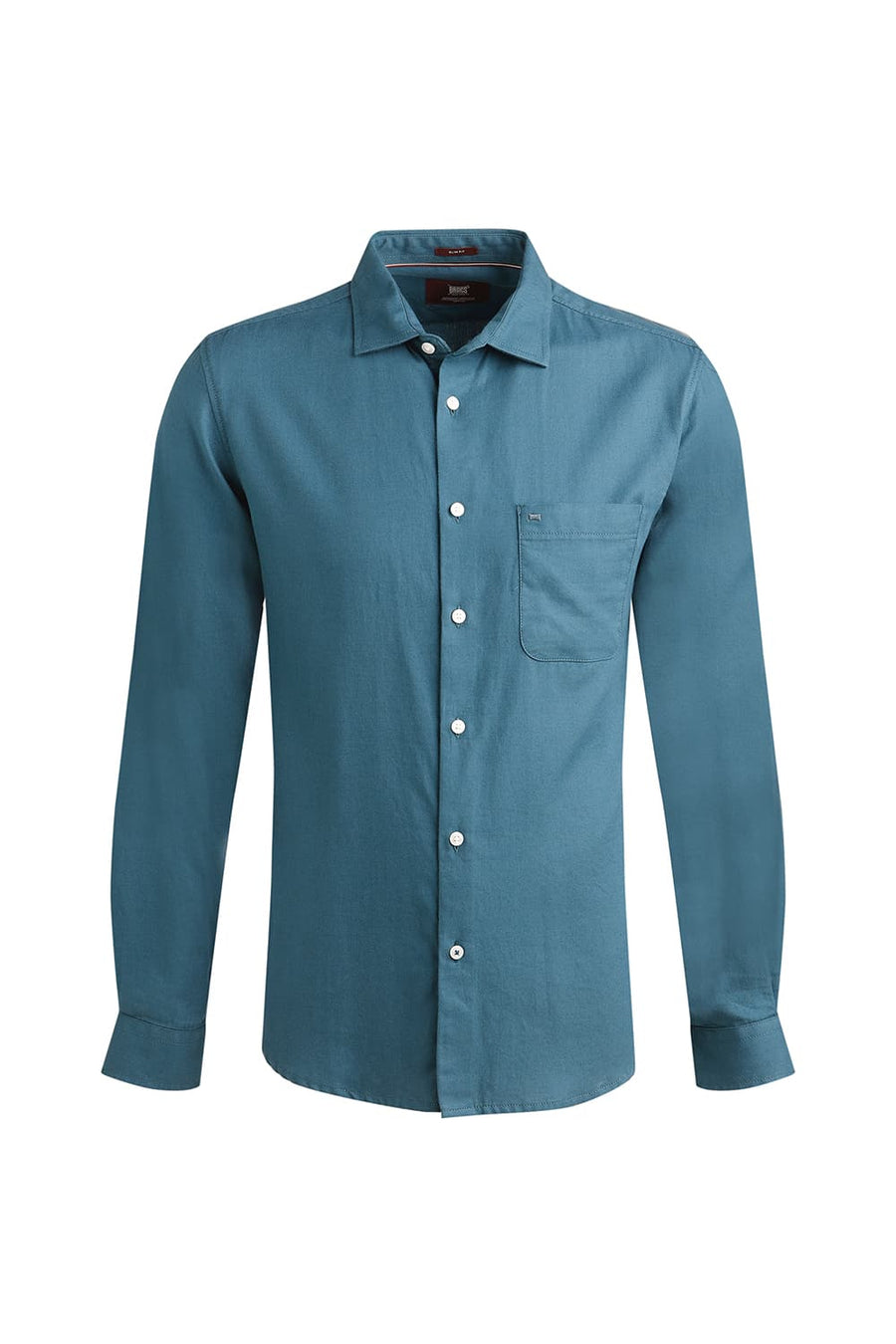 BASICS SLIM FIT DRAGON FLY GREEN COTTON BIRDS EYE DOBBY SHIRT