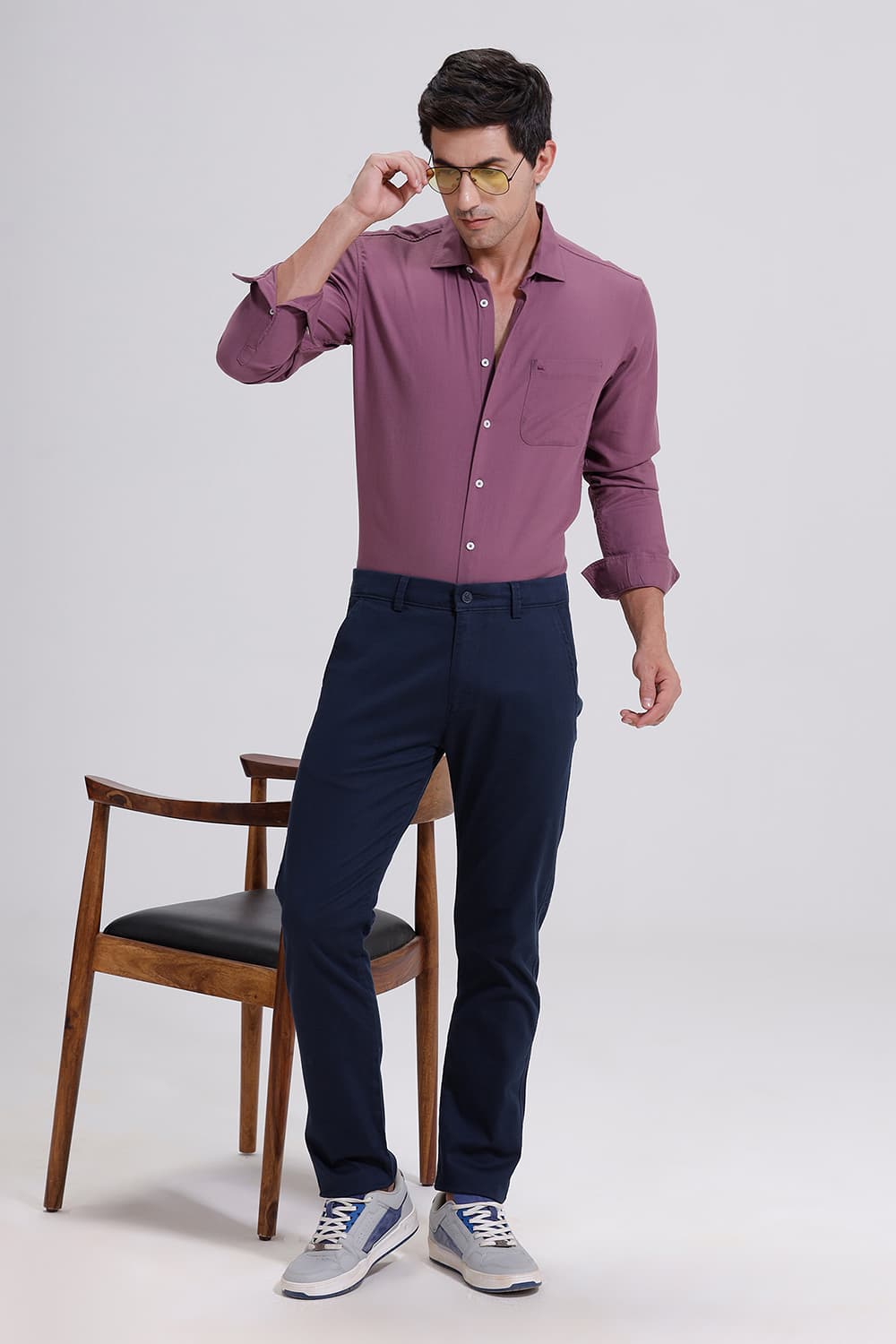 SLIM FIT COTTON BIRDS EYE DOBBY SHIRT