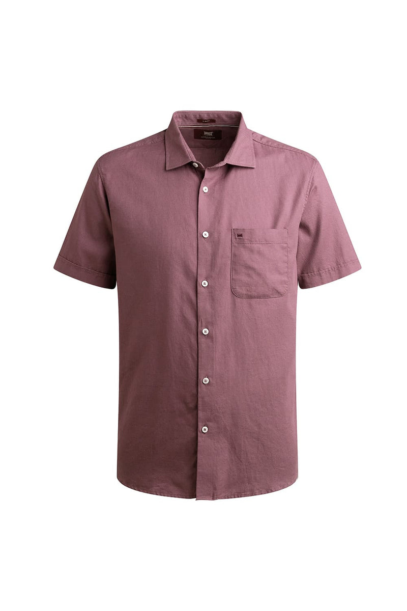 SLIM FIT COTTON BIRDS EYE DOBBY HALFSLEEVES SHIRT
