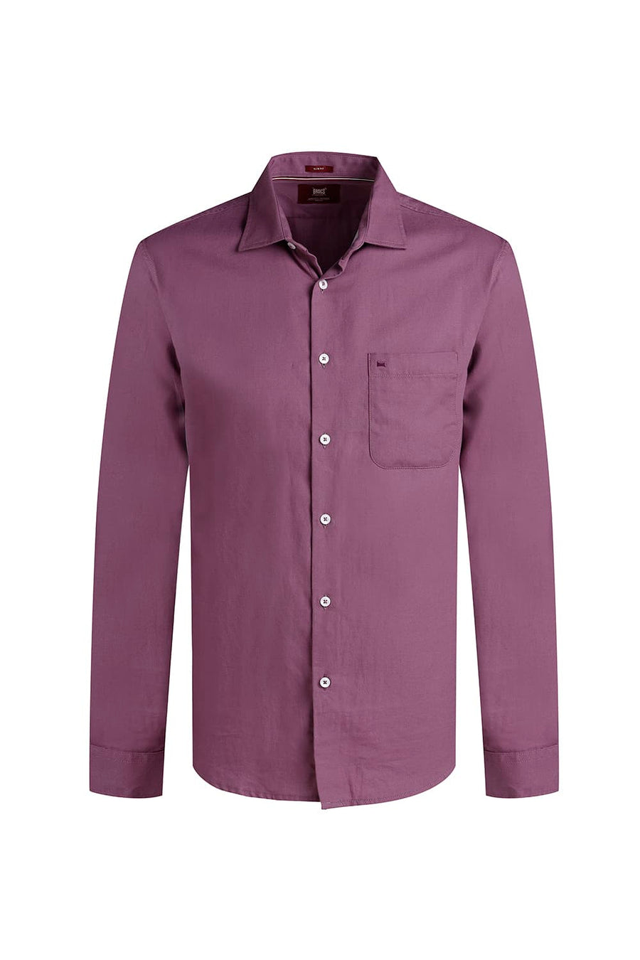 BASICS SLIM FIT PURPLE GRAPE COTTON BIRDS EYE DOBBY SHIRT