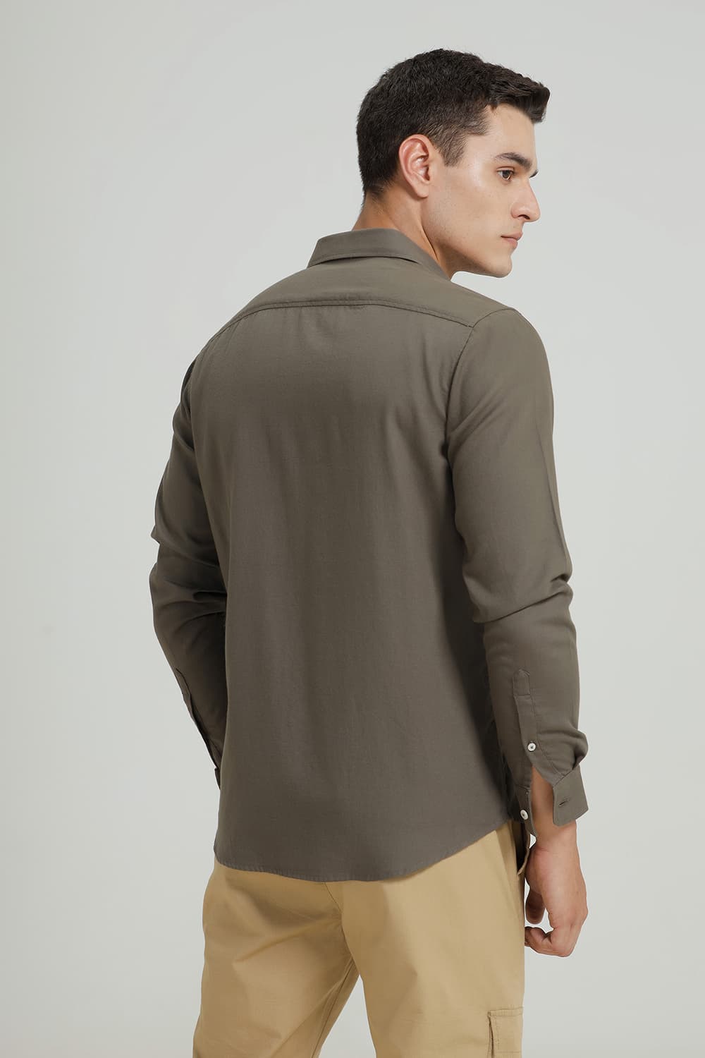 SLIM FIT COTTON BIRDS EYE DOBBY SHIRT