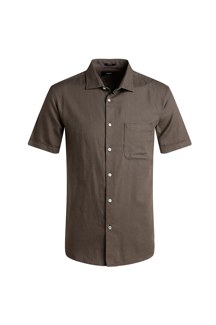 BASICS SLIM FIT LICHEN GREEN COTTON BIRDS EYE DOBBY HALFSLEEVES SHIRT
