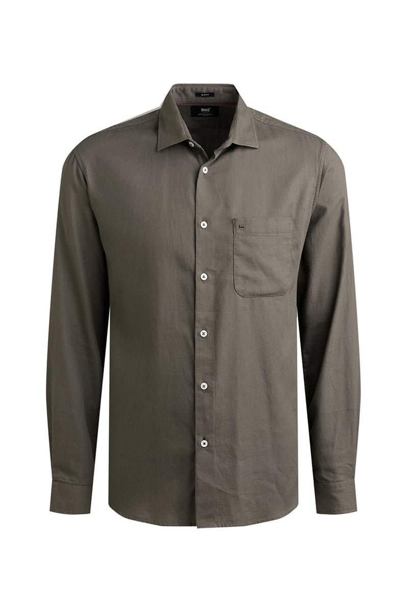 SLIM FIT COTTON BIRDS EYE DOBBY SHIRT