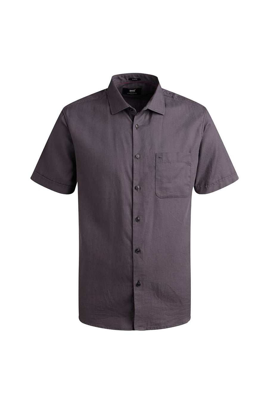 BASICS SLIM FIT GREY SHARK COTTON BIRDS EYE DOBBY HALFSLEEVES SHIRT