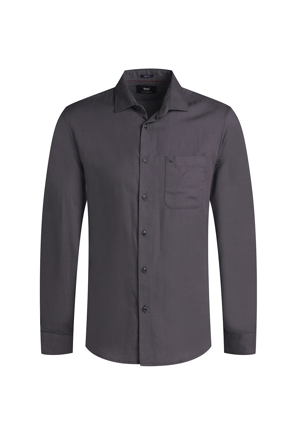BASICS SLIM FIT GREY SHARK COTTON BIRDS EYE DOBBY SHIRT