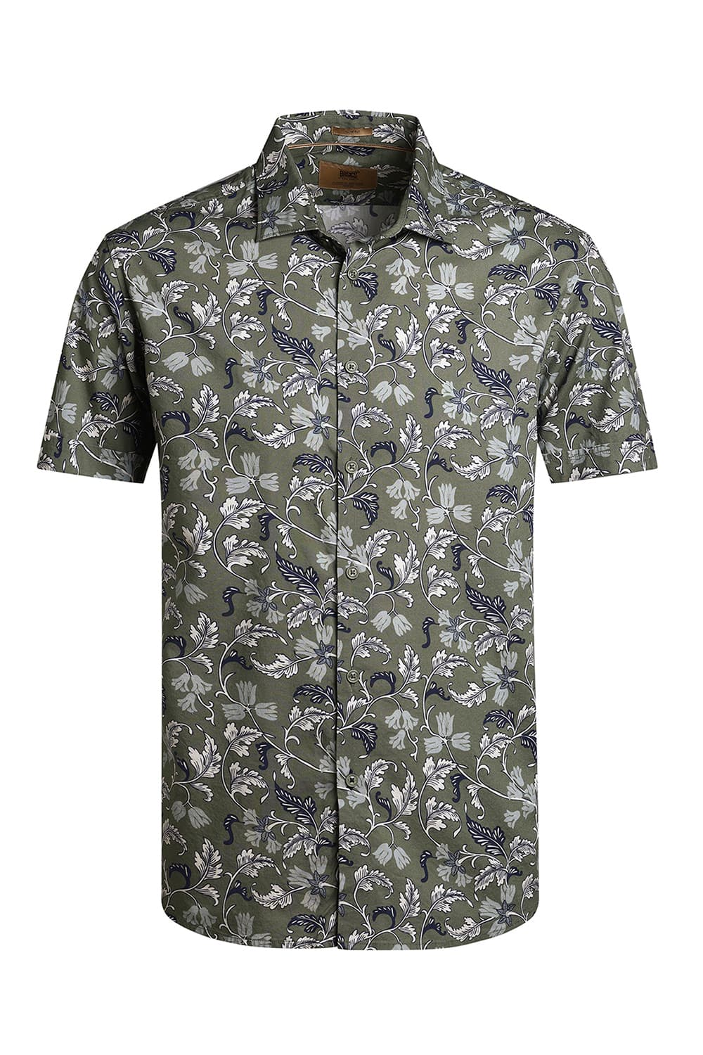 SLIM FIT COTTON VISCOSE PRINTED HALFSLEEVES SHIRT