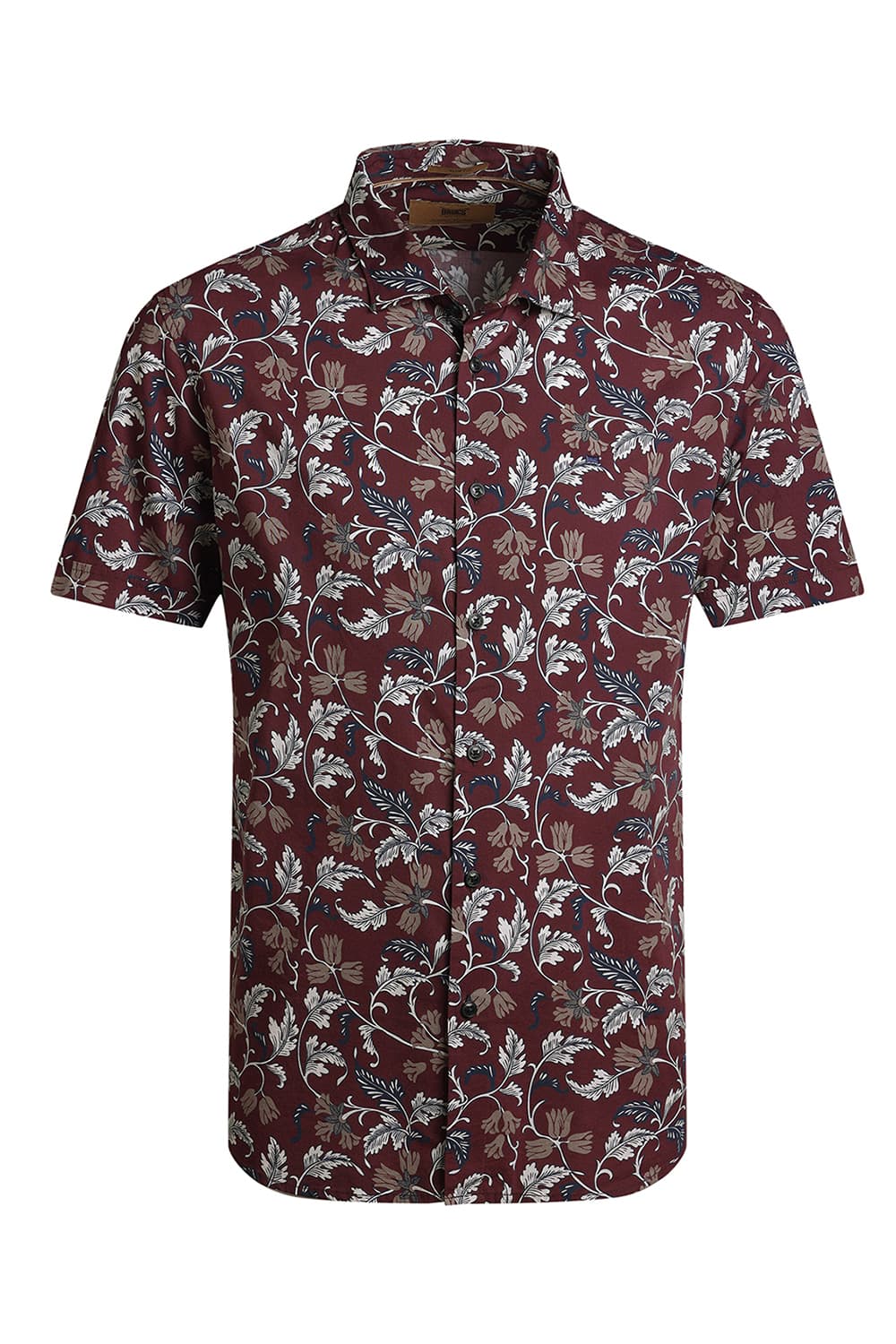 SLIM FIT COTTON VISCOSE PRINTED HALFSLEEVES SHIRT