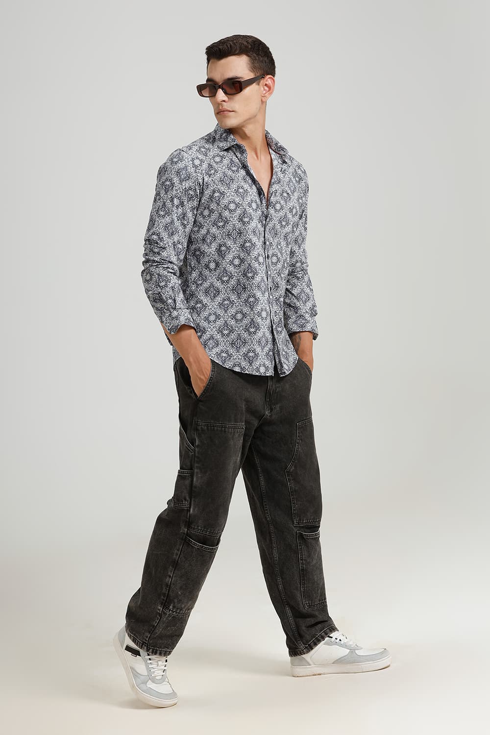 SLIM FIT COTTON DIDITAL PRINTED SHIRT