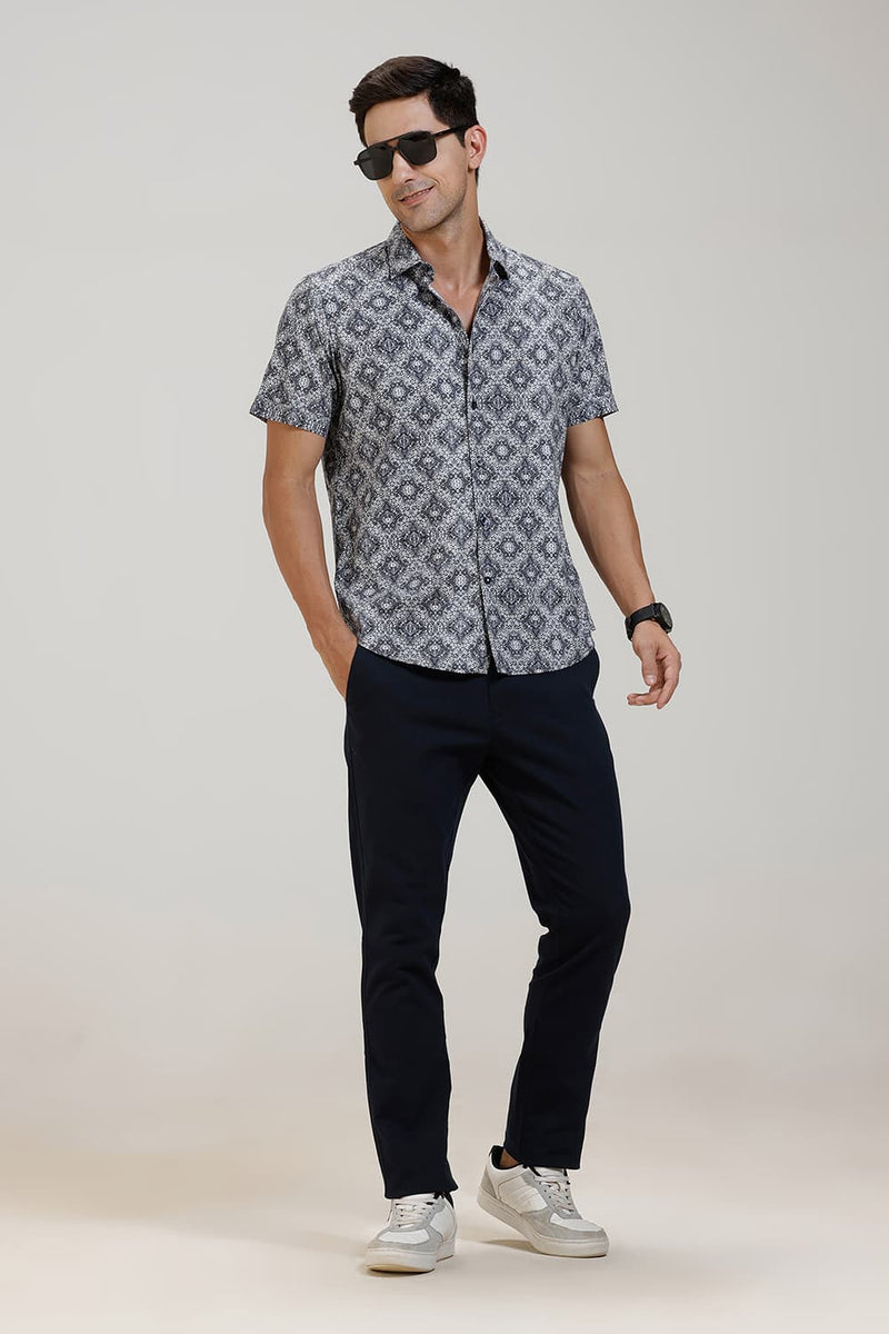 SLIM FIT COTTON DIDITAL PRINTED HALFSLEEVES SHIRT