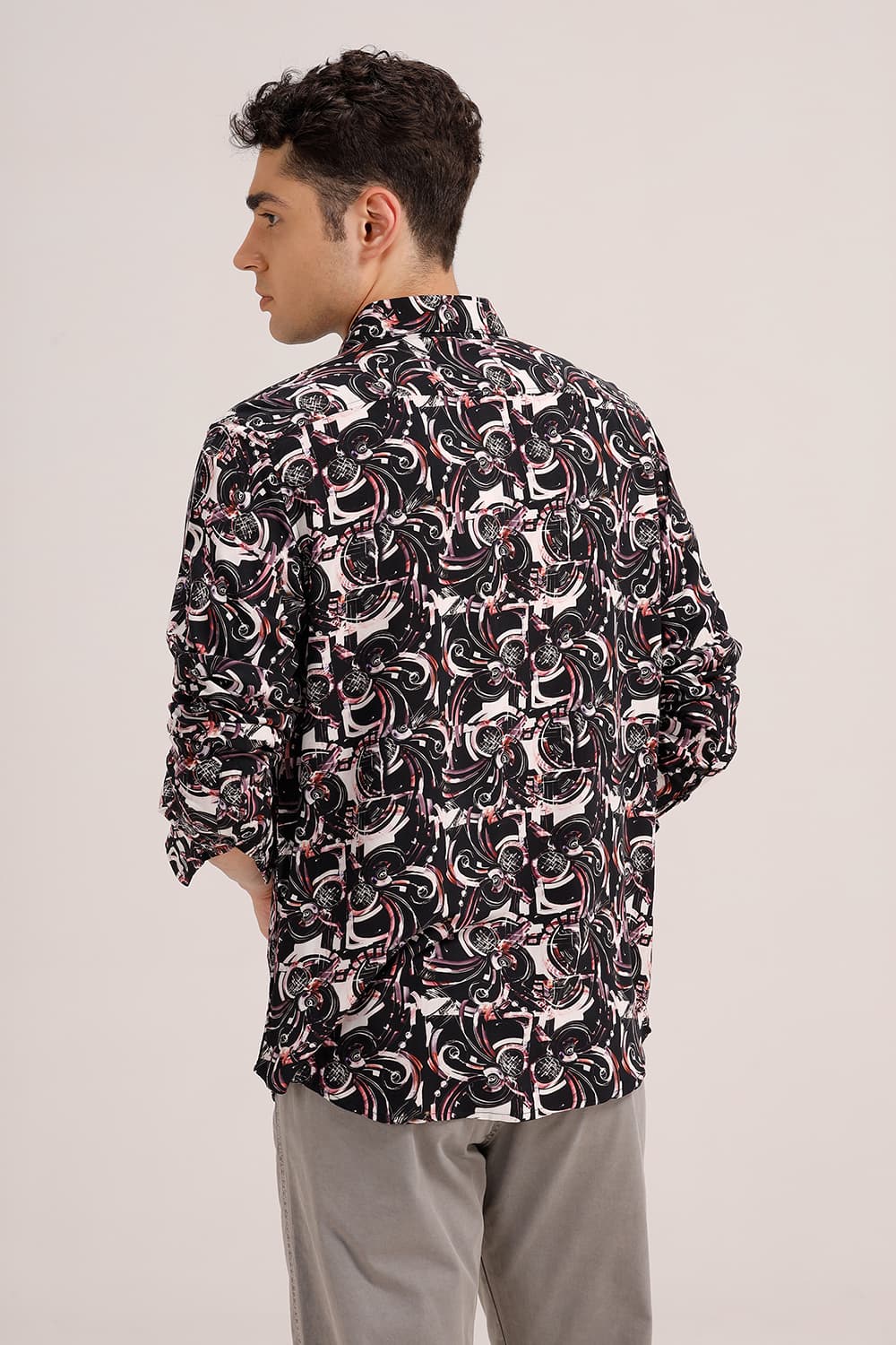 SLIM FIT VISCOSE DIGITAL PRINTED SHIRT