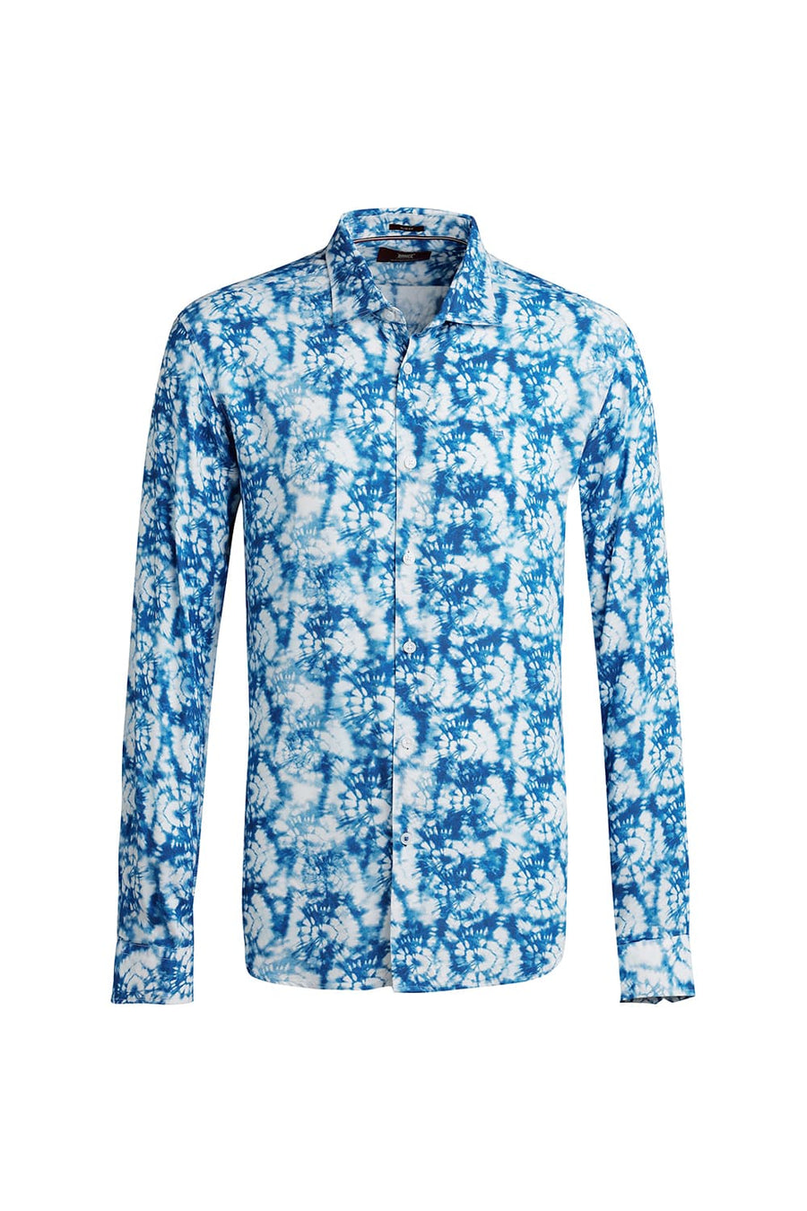 BASICS SLIM FIT IMPERIAL BLUE VISCOSE DIGITAL PRINTED SHIRT