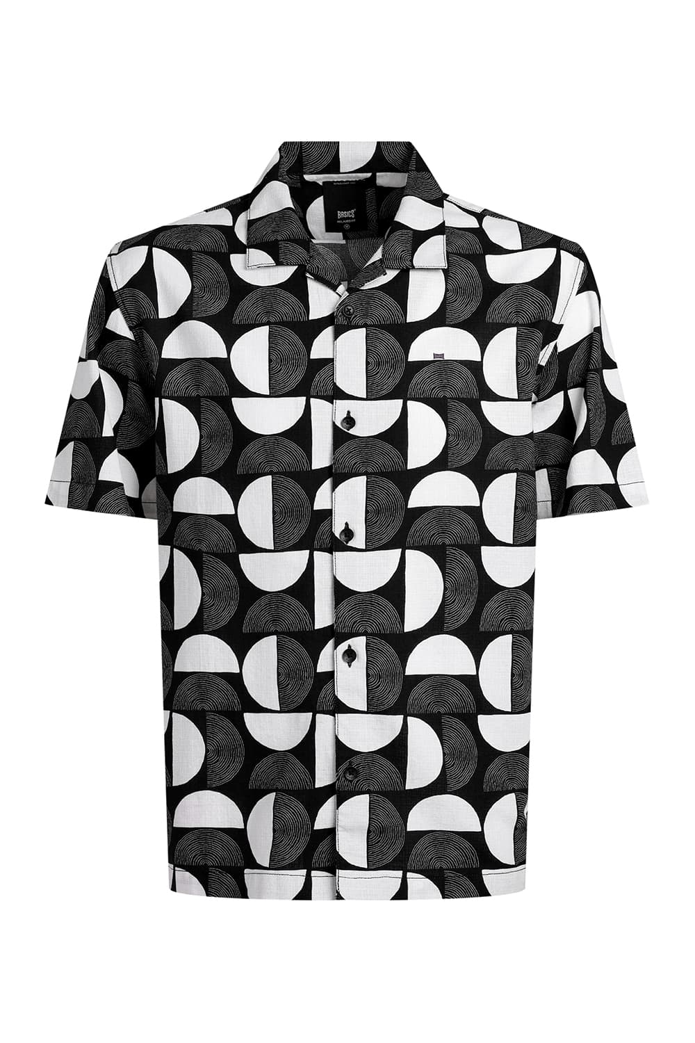 RELAXED FIT COTTON HOPSACK PRINTED HALFSLEEVES SHIRT