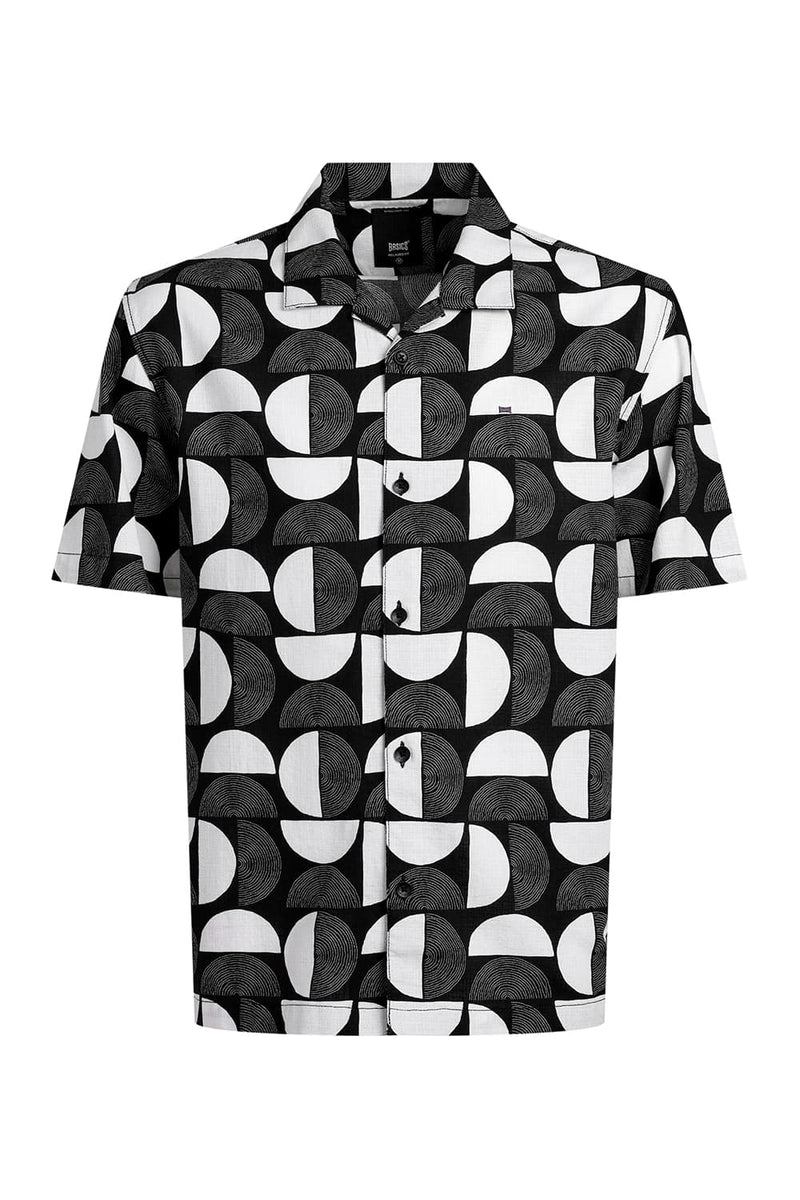 RELAXED FIT COTTON HOPSACK PRINTED HALFSLEEVES SHIRT