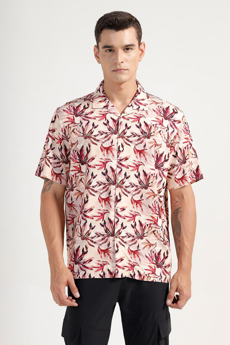 RELAXED FIT VISCOSE DIGITAL PRINTED HALFSLEEVES SHIRT