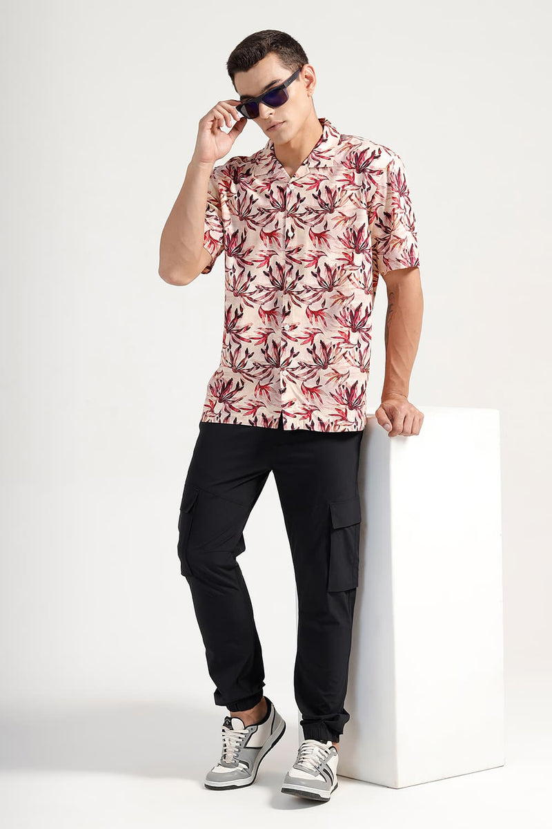 RELAXED FIT VISCOSE DIGITAL PRINTED HALFSLEEVES SHIRT