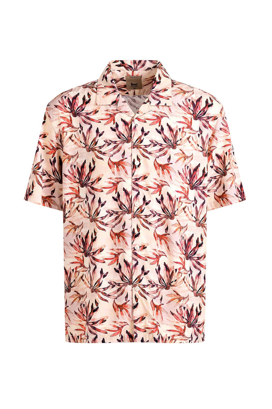 BASICS RELAXED FIT MOONSTONE PEACH VISCOSE DIGITAL PRINTED HALFSLEEVES SHIRT