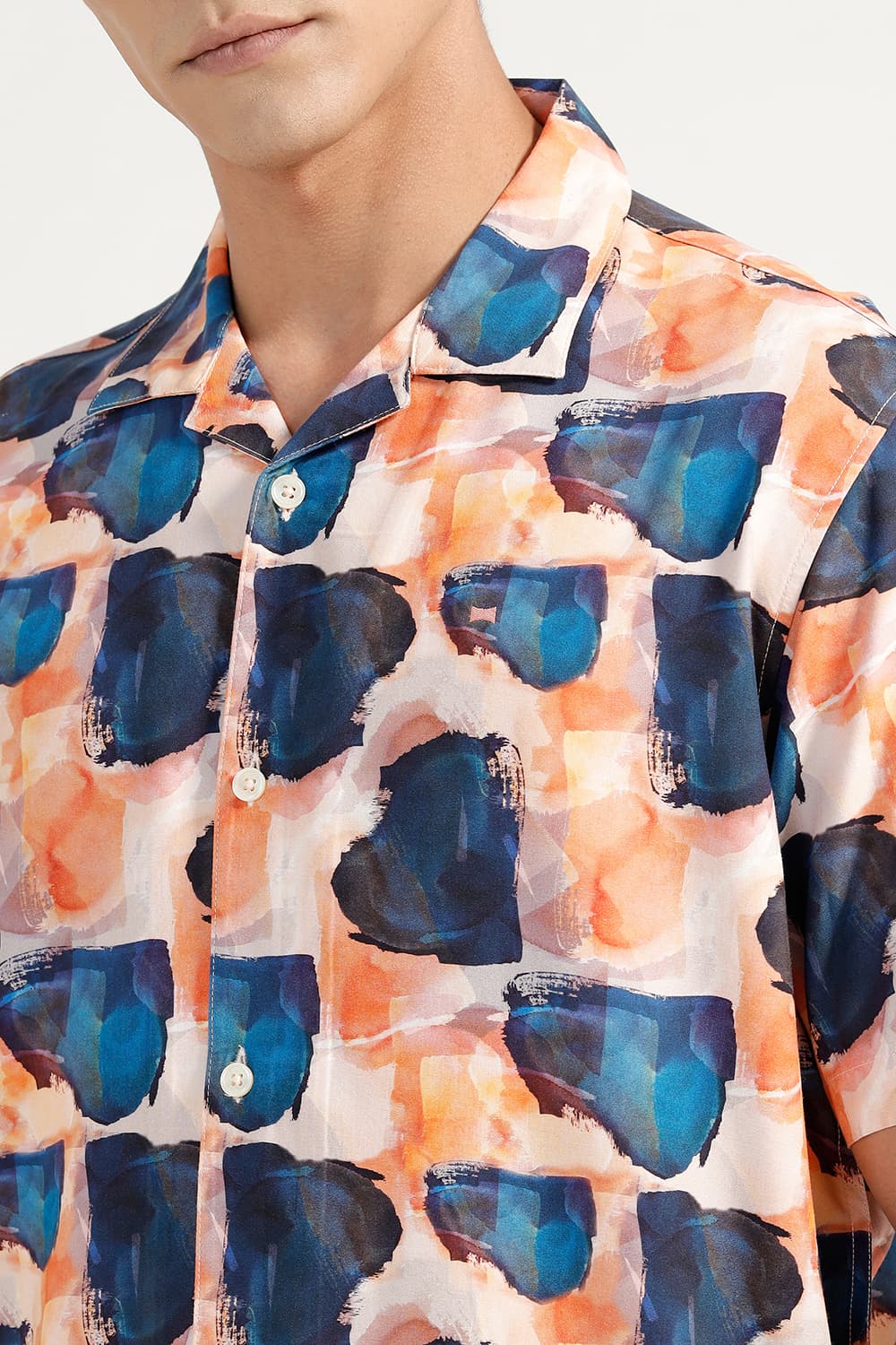 RELAXED FIT VISCOSE DIGITAL PRINTED HALFSLEEVES SHIRT