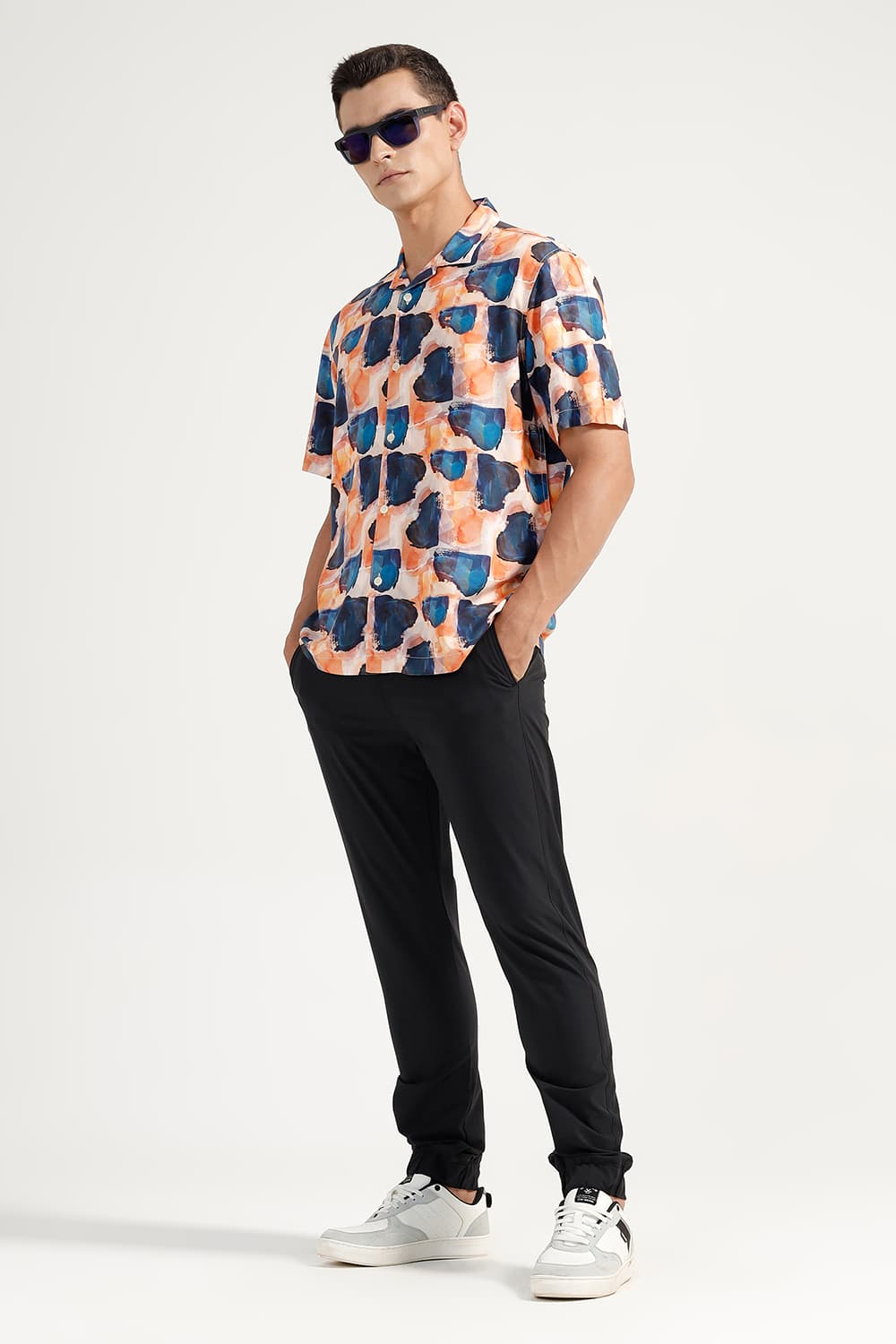 RELAXED FIT VISCOSE DIGITAL PRINTED HALFSLEEVES SHIRT