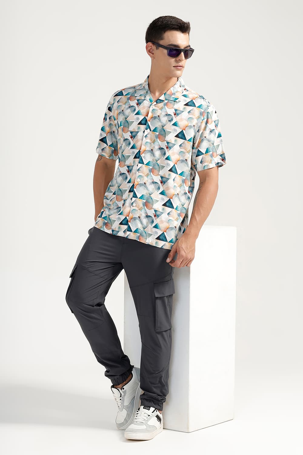 RELAXED FIT VISCOSE DIGITAL PRINTED HALFSLEEVES SHIRT