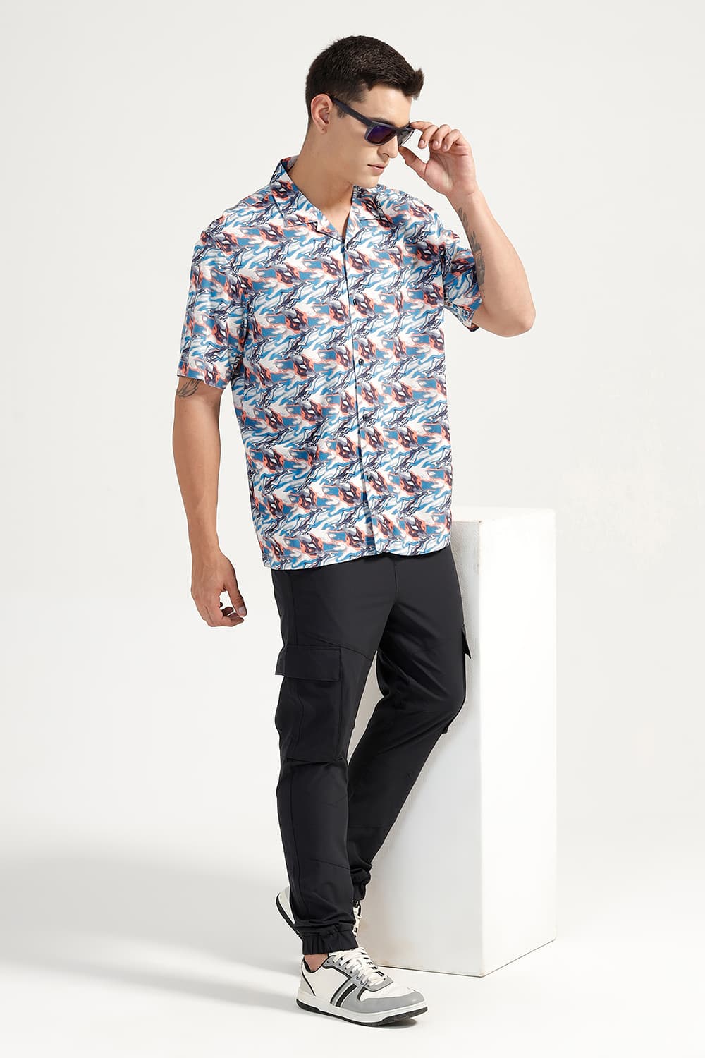 RELAXED FIT VISCOSE DIGITAL PRINTED HALFSLEEVES SHIRT