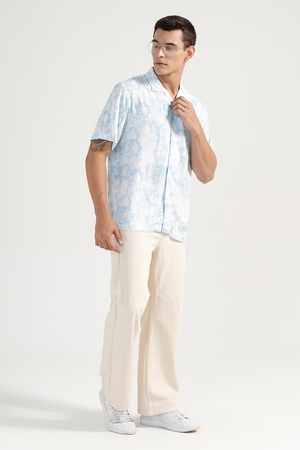 RELAXED FIT VISCOSE DIGITAL PRINTED HALFSLEEVES SHIRT