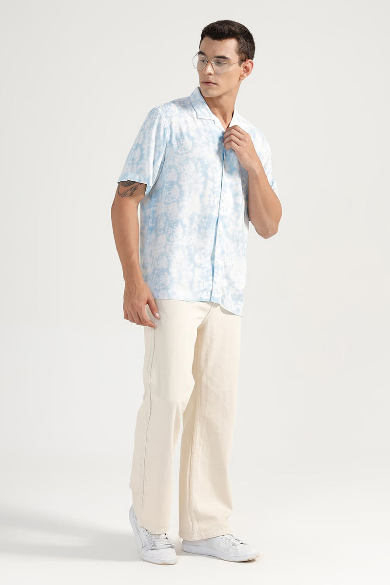 RELAXED FIT VISCOSE DIGITAL PRINTED HALFSLEEVES SHIRT